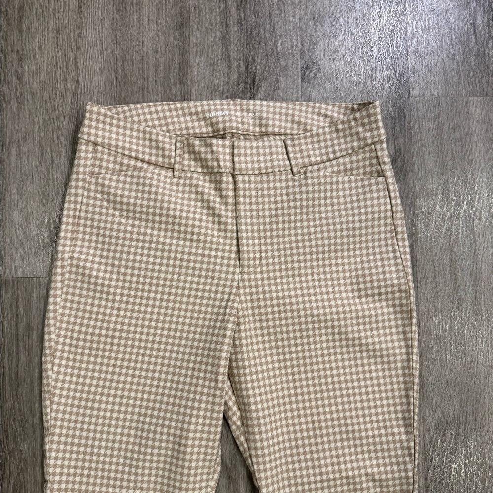 Old Navy Pants Women Size 12 Beige Houndstooth Pixie High Rise Skinny Trousers - Picture 2 of 12